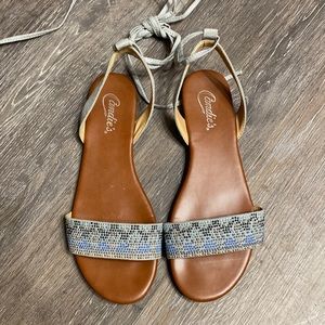 Candie’s Sequin Lace Up Sandals Size 8